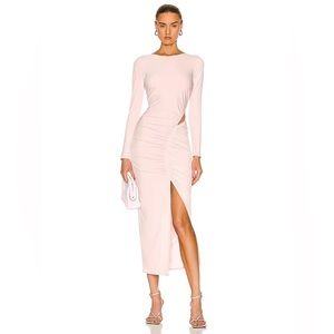 Self portrait PINK JERSEY GATHERED
CUT OUT MIDI DRESS